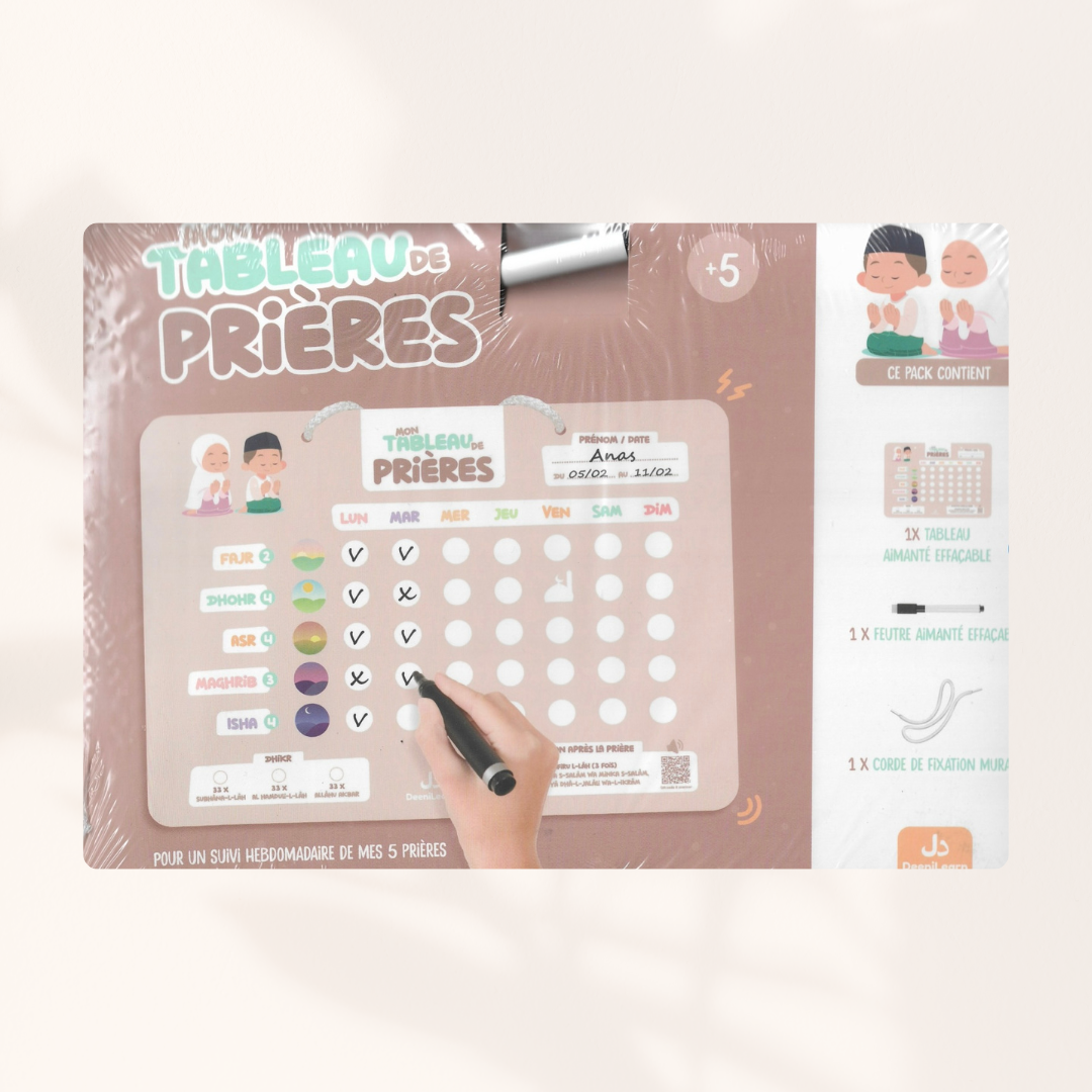 Mon tableau de prière quotidiennes